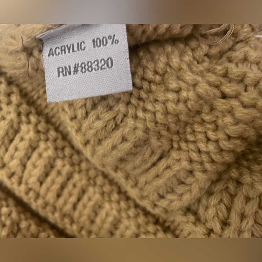 CC-Cozy Tan Knit Beanie with Faux Fur Pom - Picture 5 of 7